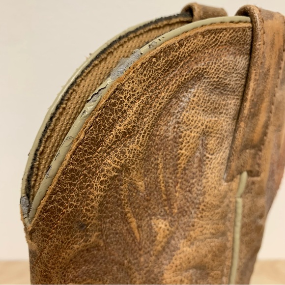 Laredo Maricopa Western Cowboy Boots Size 7.5 Tan Crackle Finish Leather Womens - Picture 12 of 13